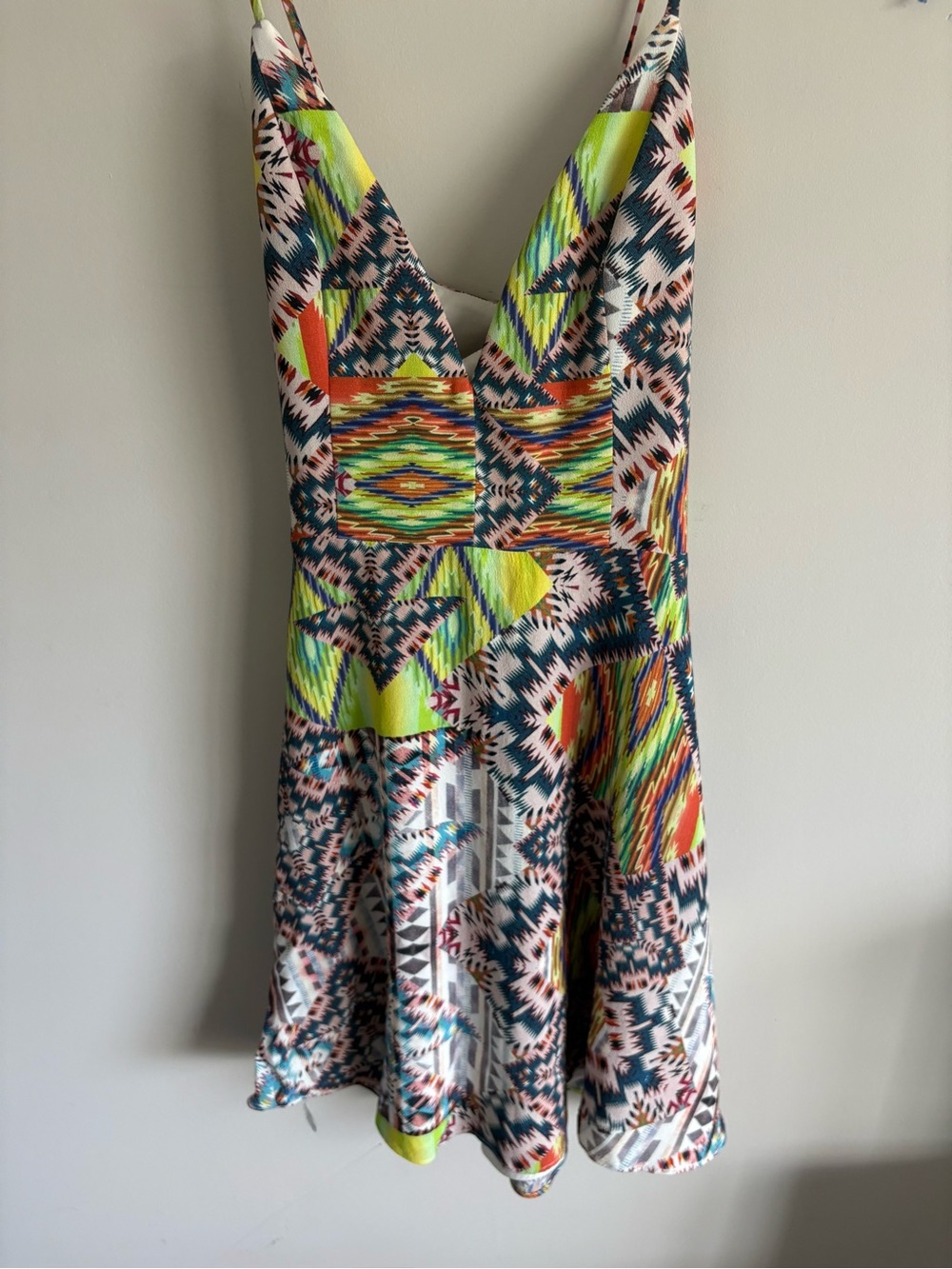 NBD Multicolor Patterned Dress with Black Label